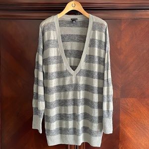 Club Monaco Deep-V Stripe Tunic Sweater